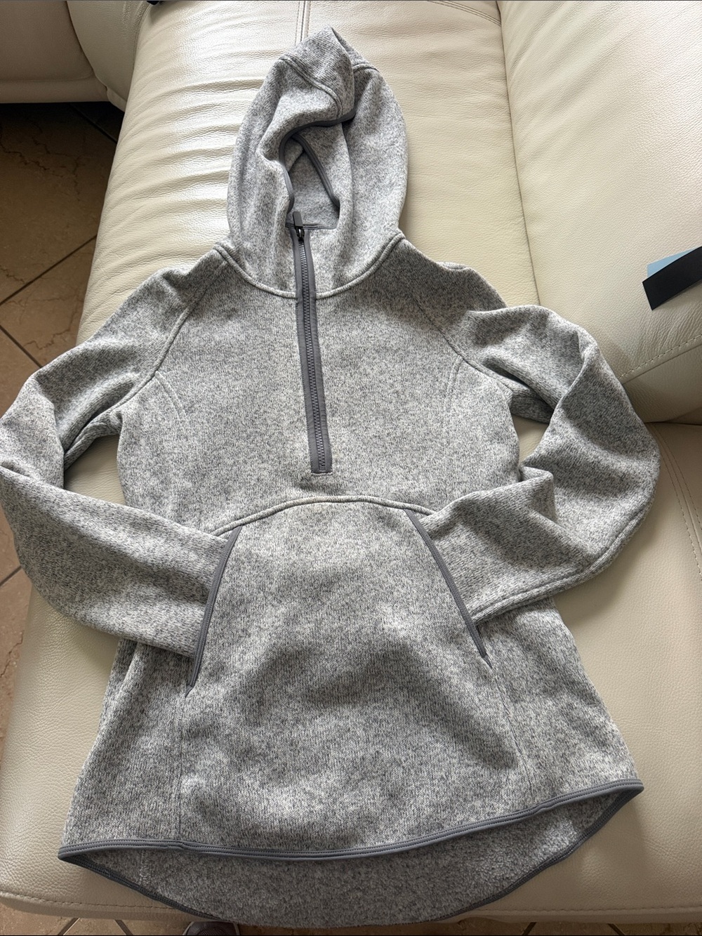 lululemon athletica Heather Gray Half-Zip Hooded Vest Sweater
